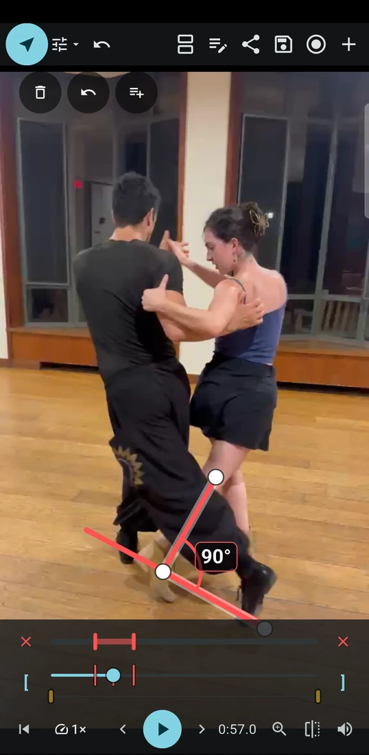 Angle drawn over a dance video