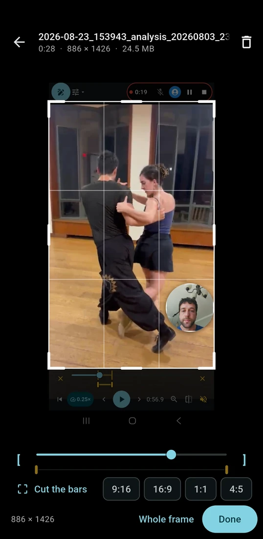 Recorded video feedback with a speaker overlay